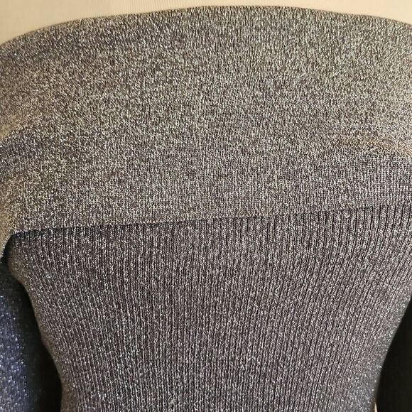 7th Avenue Design Studio Silver Shimmer off the Shoulder Sweater, NWOT, S( wears - Picture 2 of 10